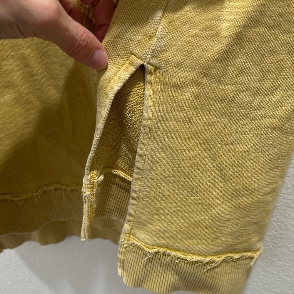 Pilcro Anthropologie Yellow Acid Wash sweatshirt split hem Long Sleeve Spring - Picture 5 of 5